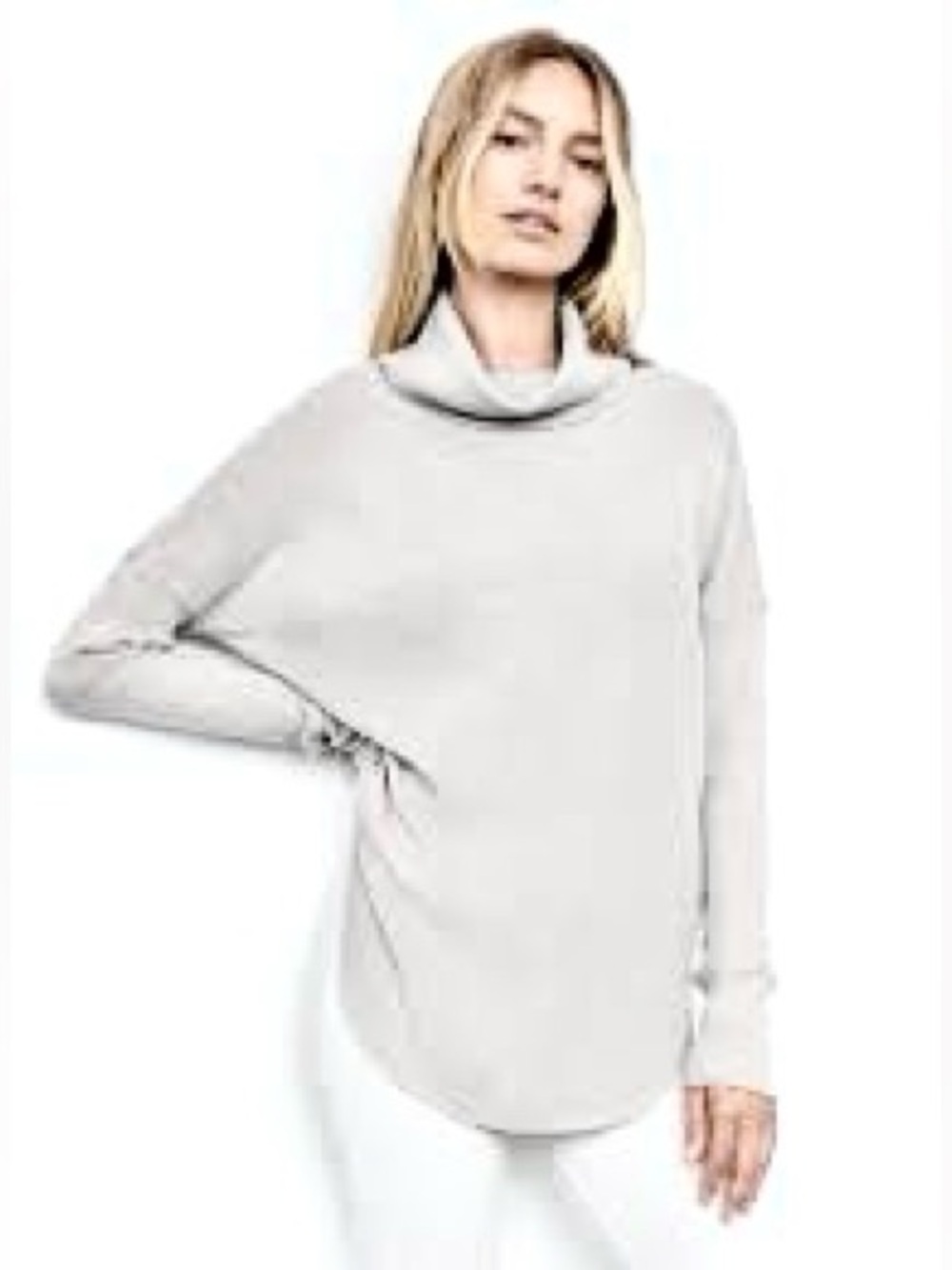 NEW ARITZIA TNA WAFFLE KNIT GRAY DOLMAN LONG SLEEVE ROUNDED HEM PULLOVER SMALL